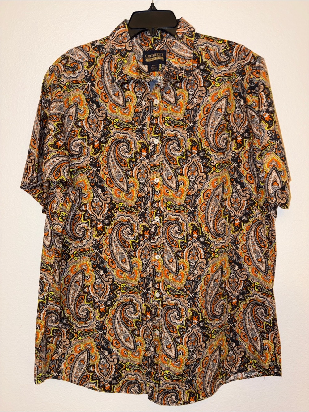 Cremieux Premium Denim Mens Short Sleeve Paisley Button Up Shirt XLT NWT